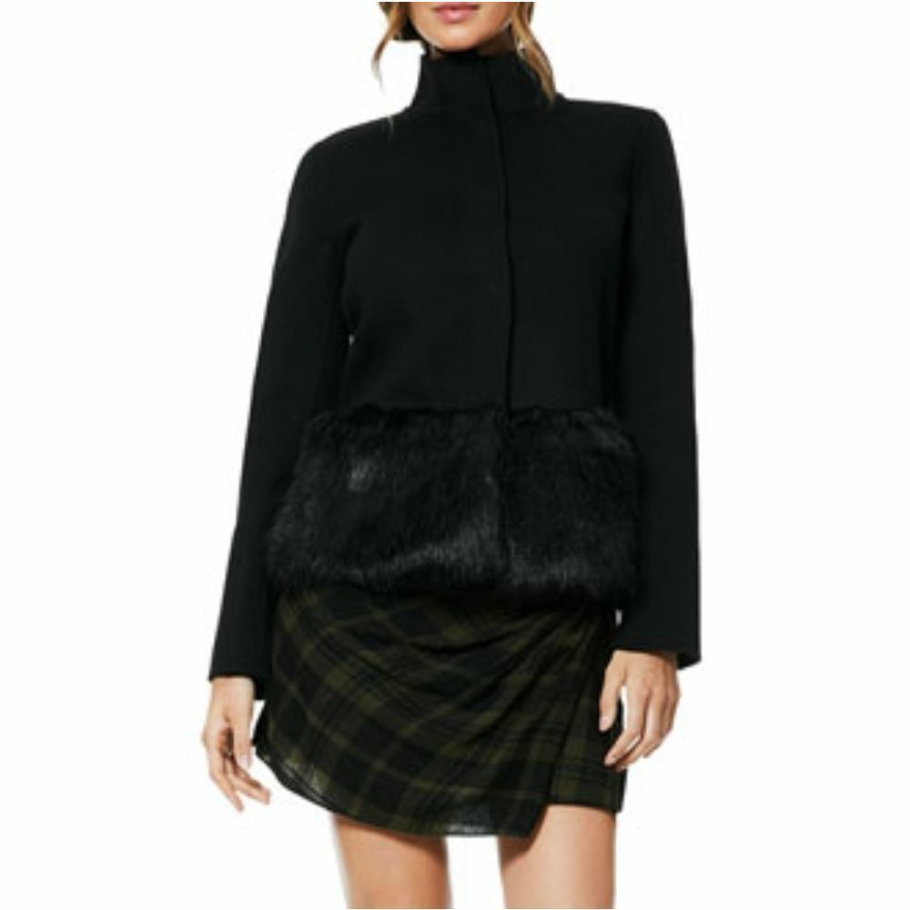 NWT RAMY BROOK ADDISON FAUX FUR HEM COAT SZ XS - Picture 1 of 5